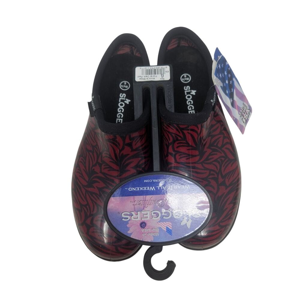 NEW Sloggers 6 Garden Clog Floral Dark Red Waterproof Outdoor Comfort